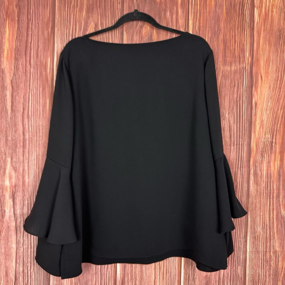 Chicos Black Long Sleeve Blouse Tiered Bell Sleeve Sophisticated Size 3 US 16/18 - Picture 6 of 7
